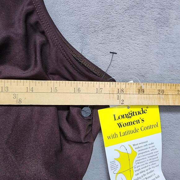 Longitude One Piece Swimsuit 22W NWT Tummy Control Long Torso Sunrise Gold Bling - Picture 8 of 9